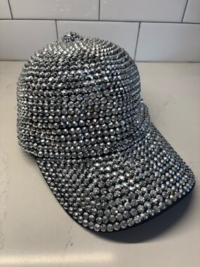 Crystal Embellished Women's Baseball Cap - Silver -heavy duty!
